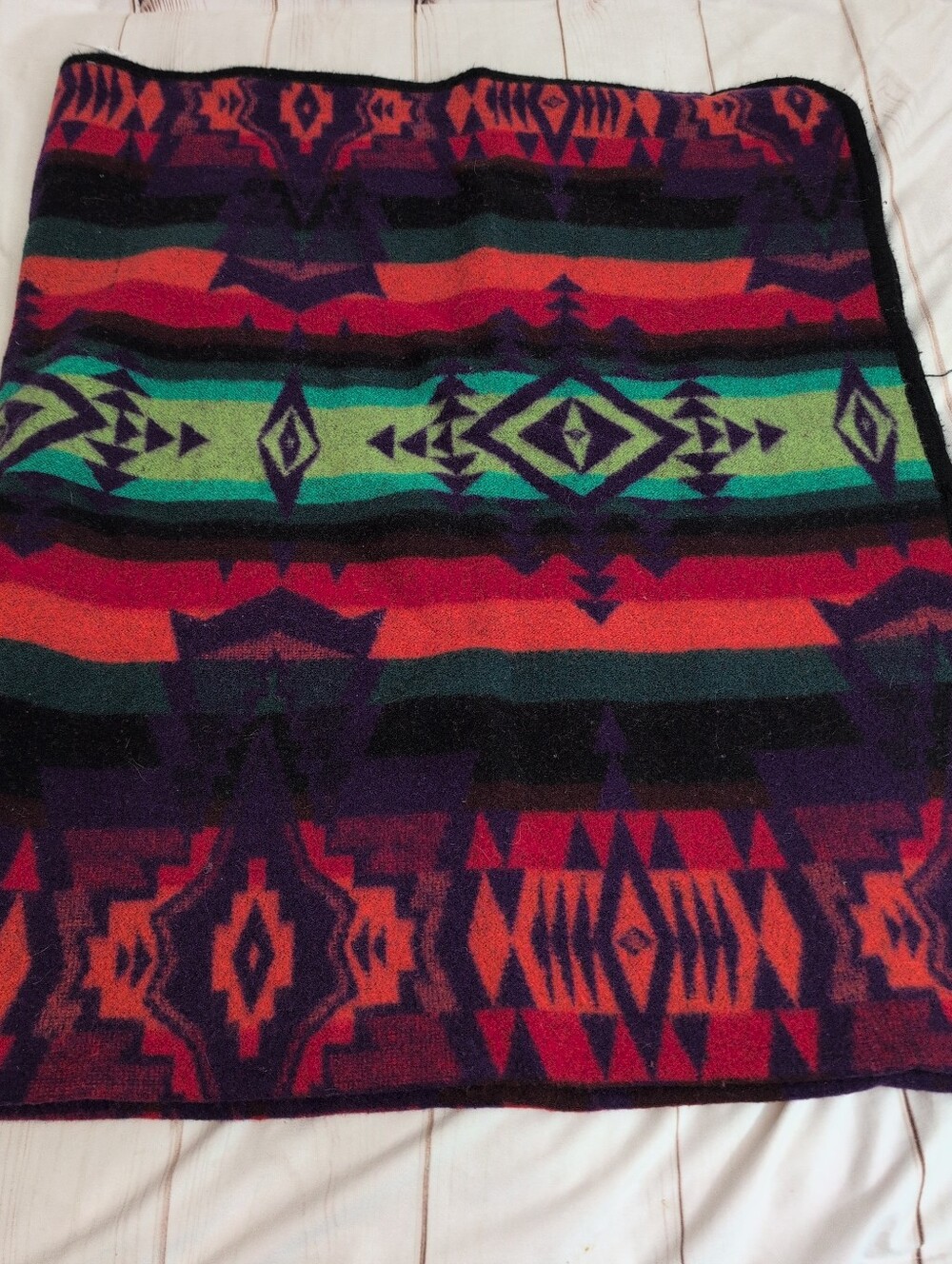 El Paso Saddleblanket Wool Blanket 71x87 Southwestern Geometric Mexico 85% Wool